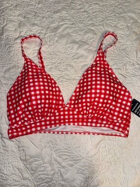 Red Gingham Triangle Bikini Top -  Women Swim Bikinis